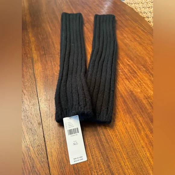 NWT Anthropologie Black Ribbed Knit Arm Warmers - Picture 4 of 5